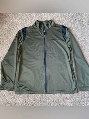 AND1 Full Zip Track Jacket Men's LARGE Olive Green & Black Basketball Shirt